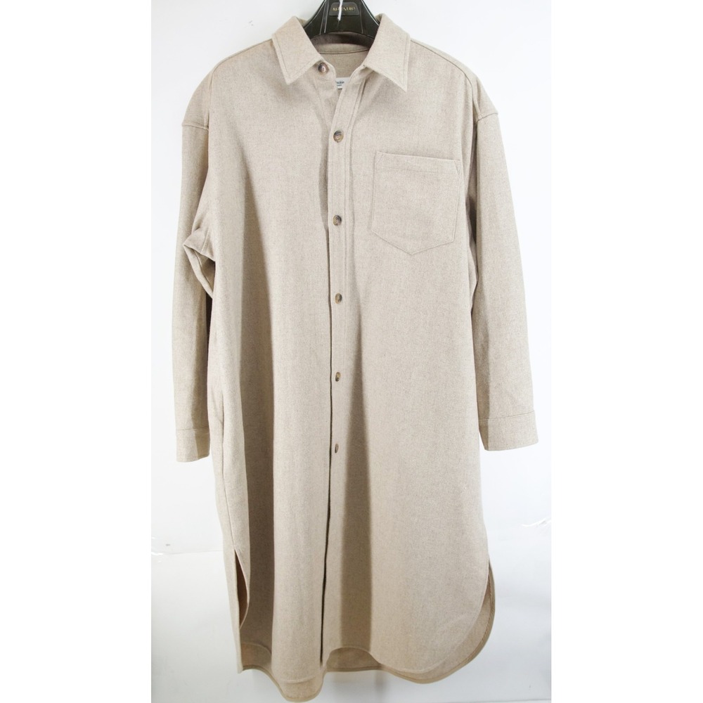 THE FRANKIE‎ SHOP Mélange one size wool-blend felt midi shirt dress oversized